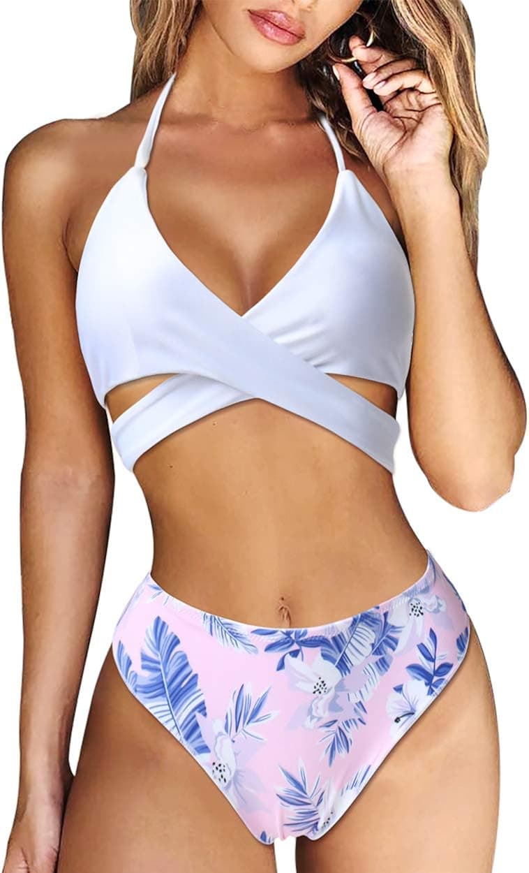 RXRXCOCO Womens Padded Push-up Bikini Set Bathing Suits Two Pieces Swimsuit