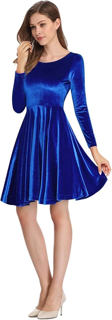 Leadingstar Women's Velvet Cocktail Party Mini Dress