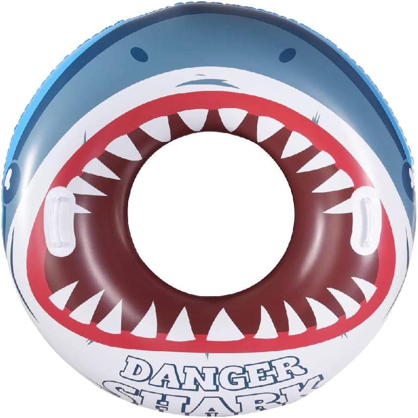 Inflatable Pool Float for Adults and Kids, 48" Shark Inflatable Swim Tube Raft with Handles, Giant Pool Toys for Kids and Swimming Pool Party Decorations