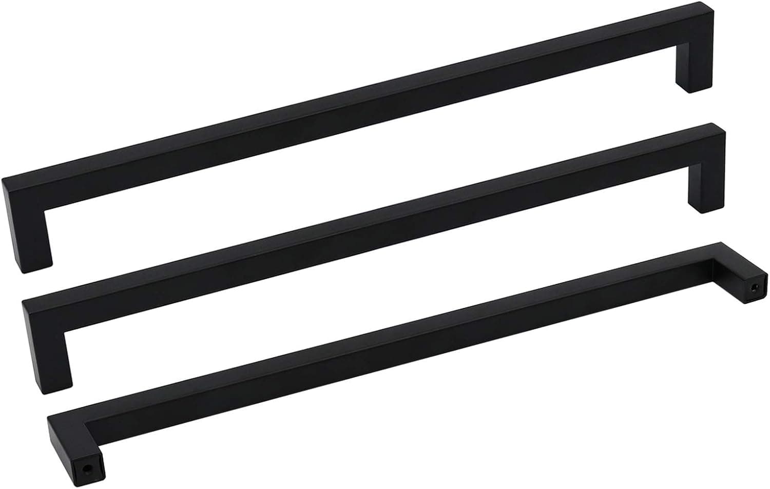 Goldenwarm 10 Pack Black Square Bar Cabinet Pull Drawer Handle Stainless Steel Modern Hardware for Kitchen and Bathroom Cabinets Cupboard,Center to Center 11-1/3in(288mm) Black Drawer Handles