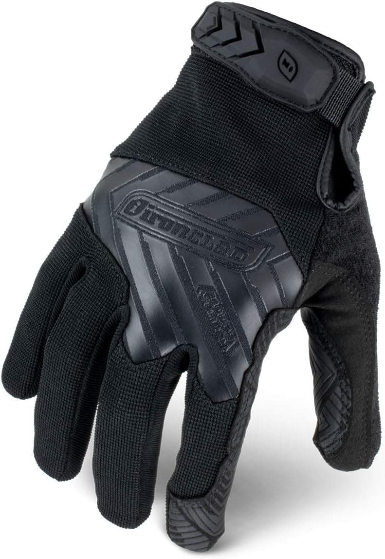 Ironclad Command Tactical Grip, Touch Screen Gloves Conductive Palm and Fingers, Extreme Grip, Durable, Performance Fit, Machine Washable, Sized S, M, L, XL, XXL (1 Pair) (X-Large, Black)