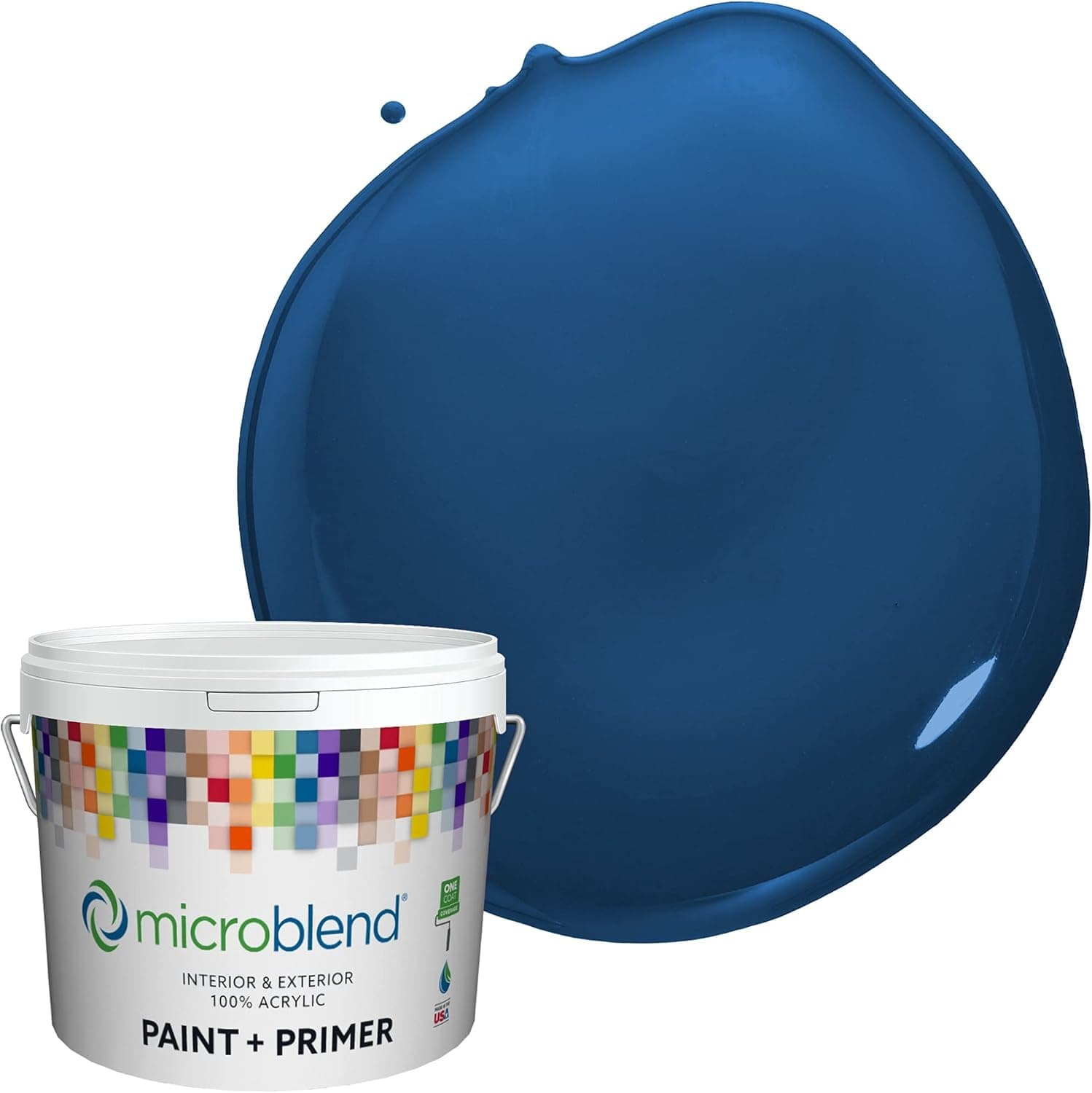 Microblend Interior Paint and Primer - Blue/By The Sea, Satin Sheen, Sample, Premium Quality, One Coat Hide, Low VOC, Washable, Microblend Blues Family, 4 ounces (73234-100-M0288B6)