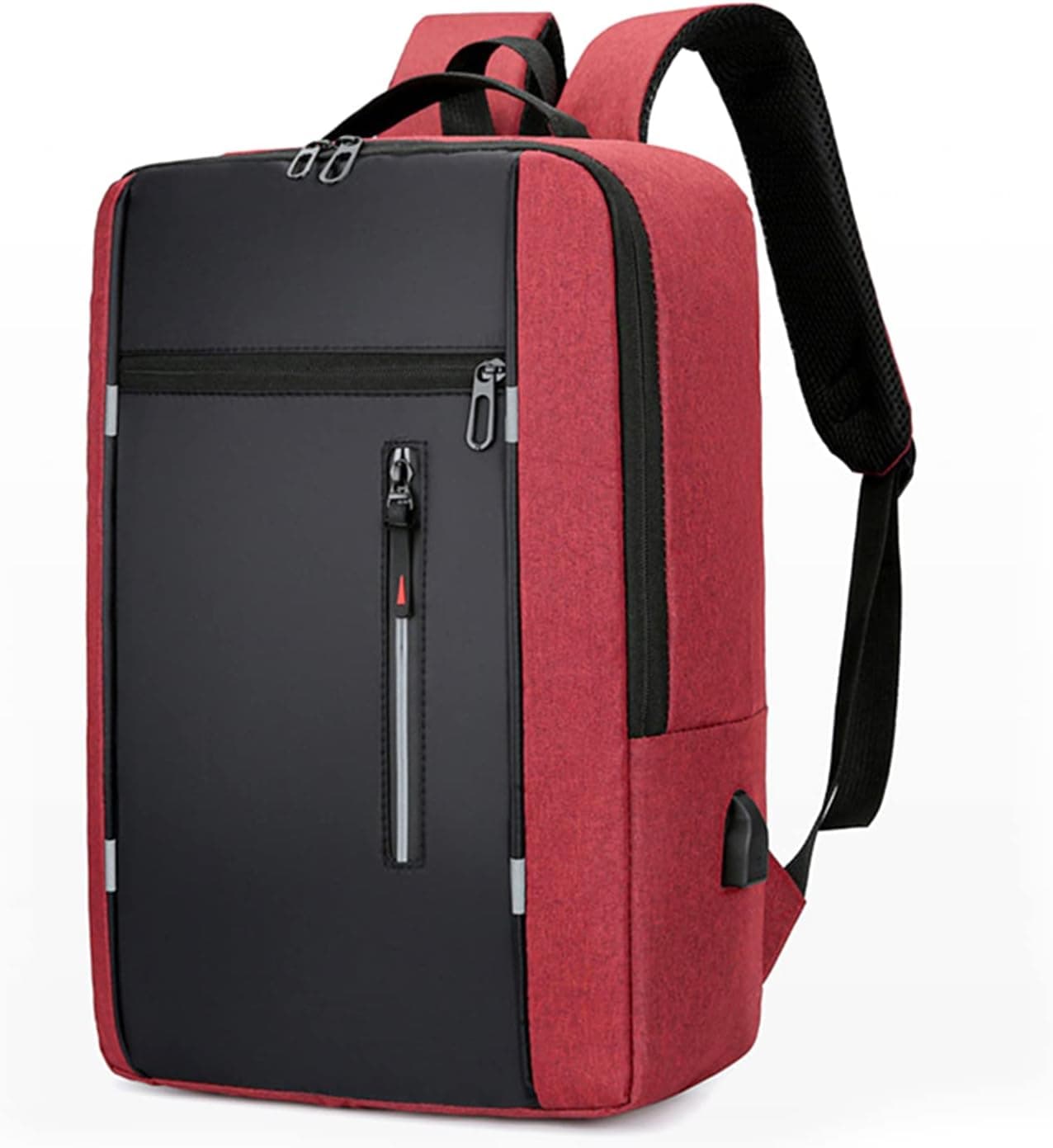 ZGWJ Laptop Backpack with USB Charging Port for Men & Women Fits 15.6 Inch Notebook. Lightweight Water Resistant Clean Design, Sleek for Travel and Daily Business Use Red