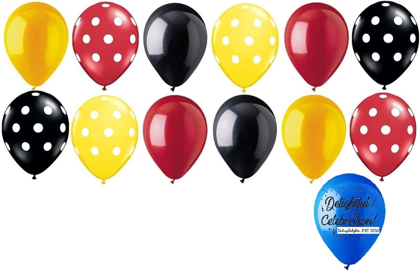 DalvayDelights 13 pc Mickey Mouse Inspired Polka Dot Latex Balloons Party Decoration Disney B