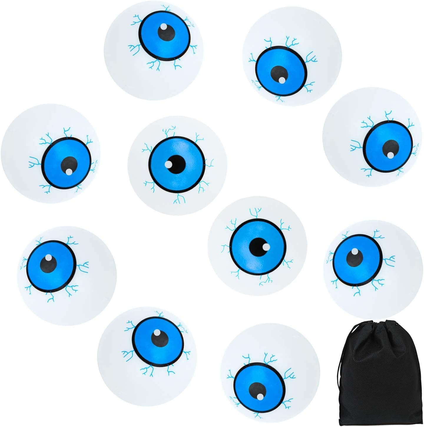 Elcoho 20 Pack Halloween Plastic Scary Eyeball Balls for Halloween Horror Props with Storage Bag (Blue)