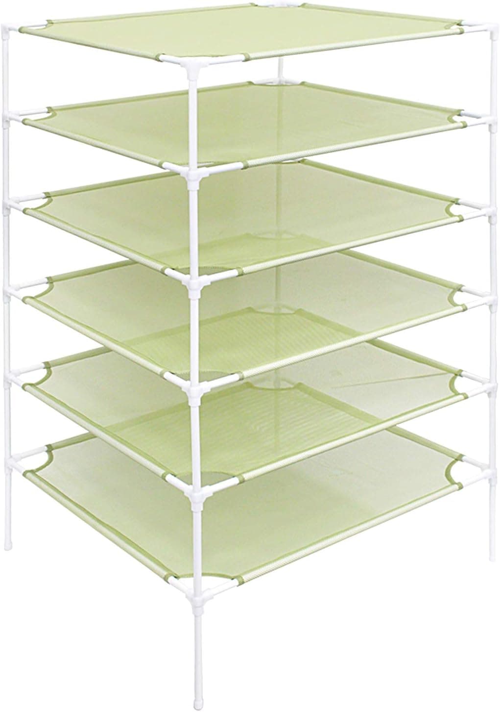 Little kuku Cloth Dry Rack Sweater Dryer, 6 Layer Mesh Stackable Clothes Drying Rack for Laundry (Green)