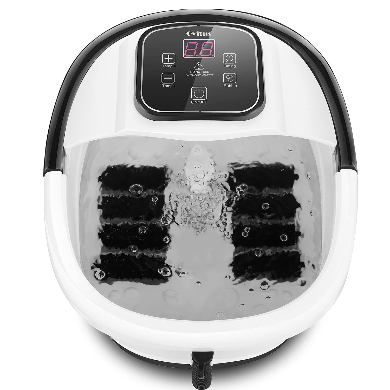 Ovitus Foot Spa Bath Massager with Heat and Bubble Jets,Removable Massage Roller. Adjustable Temperature Control (95℉~118℉)& Portable Handle