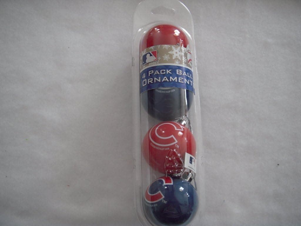 Chicago Cubs 4 Pack Plastic Ball Ornament Set