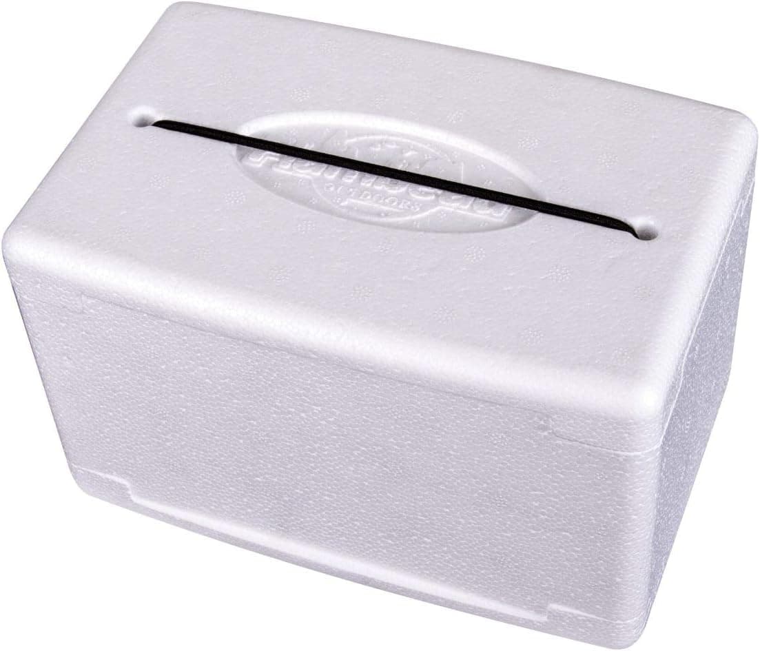 Flambeau Outdoors 6032WC Double Opening Foam Fishing Cooler, Styrofoam Live Bait Carrier with Bungee, White