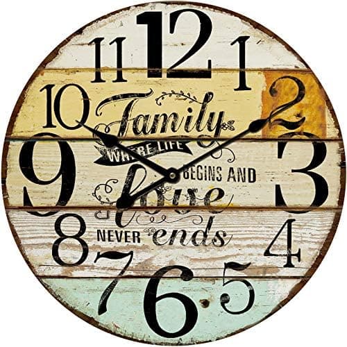 M&M Trading Wall Clock Family Love Never Ends 23 x 23 inches Quartz Movement
