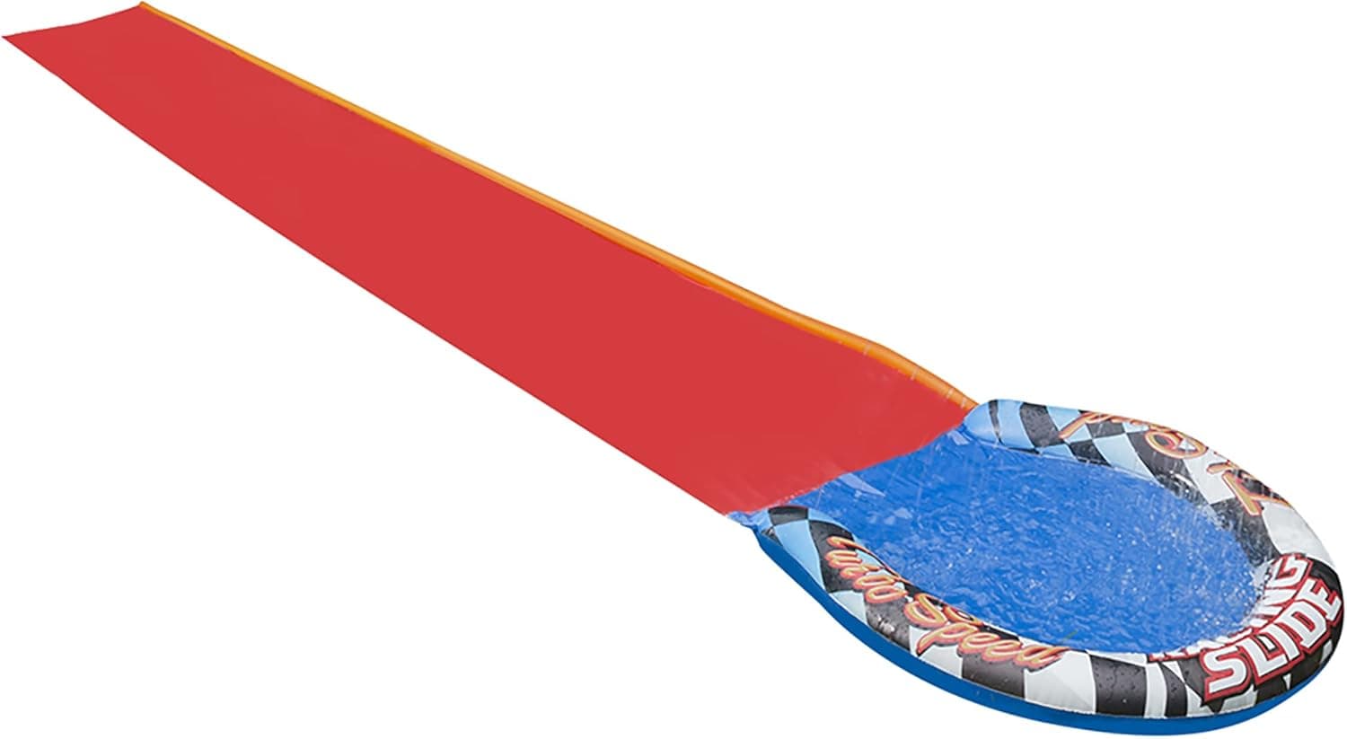 BANZAI Turbo Speed Racing Slide, Length: 17 ft, Width: 28 in, Inflatable Outdoor Backyard Water Slide Splash Toy