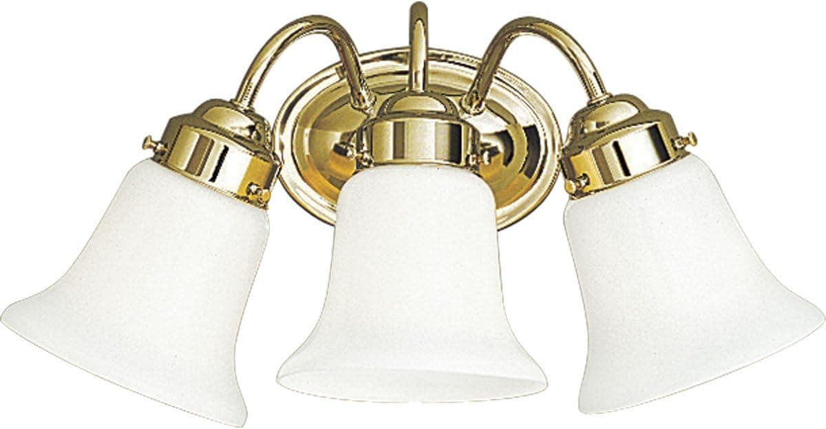 Progress Lighting P3375-10 Traditional Three Light Bath from Opal Glass Collection Cast Finish, 16-Inch Width x 8-1/4-Inch Height, Polished Brass