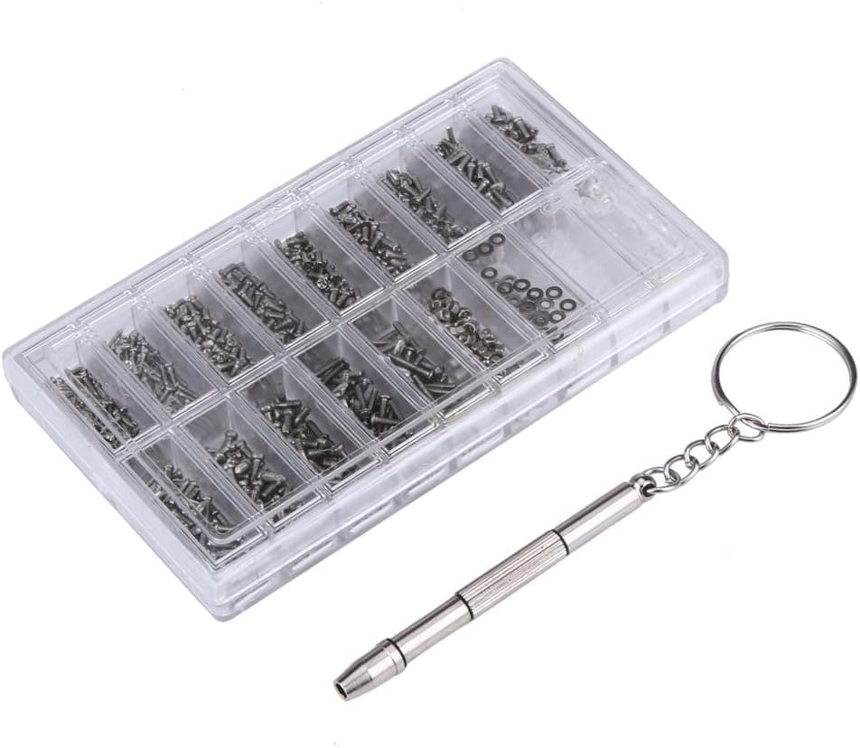 WinnerEco 1000pcs Micro Glasses Sunglass Watch Spectacles Repair Stainless Steel Screws Tool Kit with Screwdriver