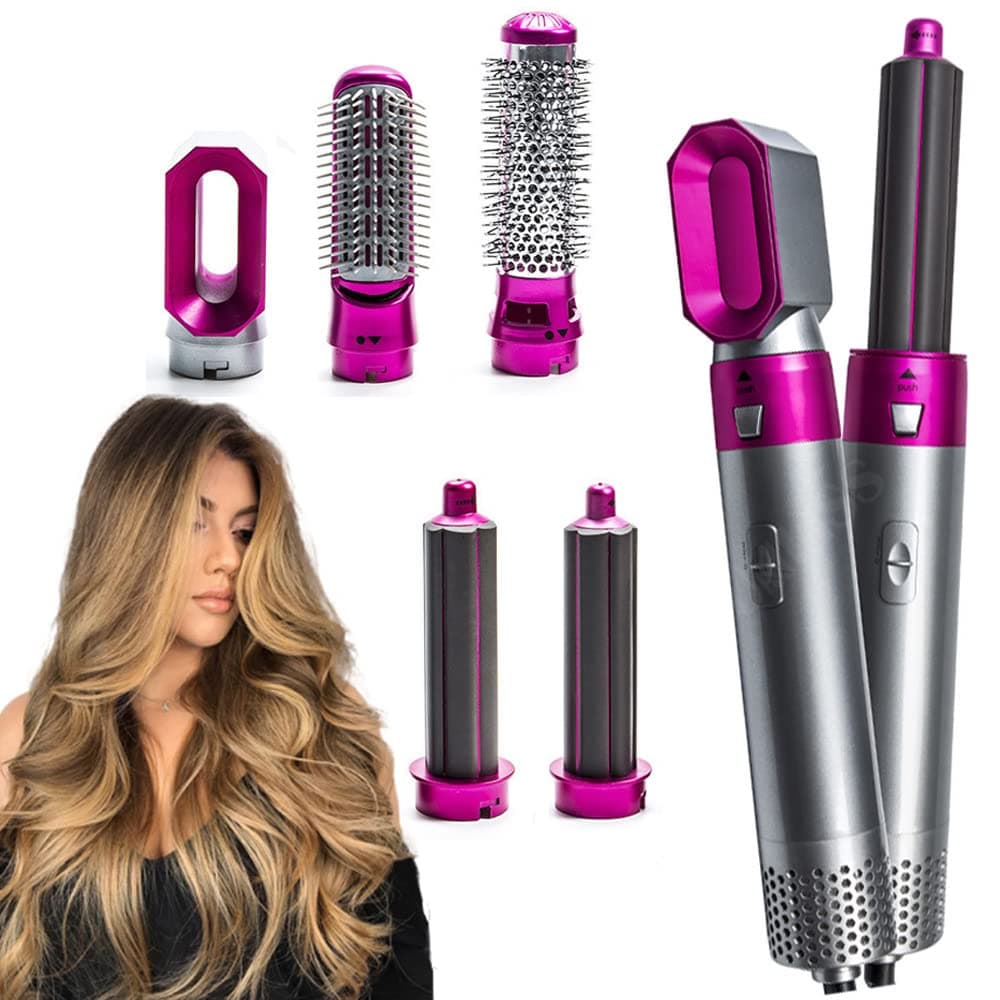 Zana Hair Dryer Brush, 5 in 1 Hot Air Brush with Detachable Straightener Volumizer Styler, 1000W One-Step Hot Comb Set for Drying, Combing, Styling, Straightening, Curling, Scalp Massage Styling