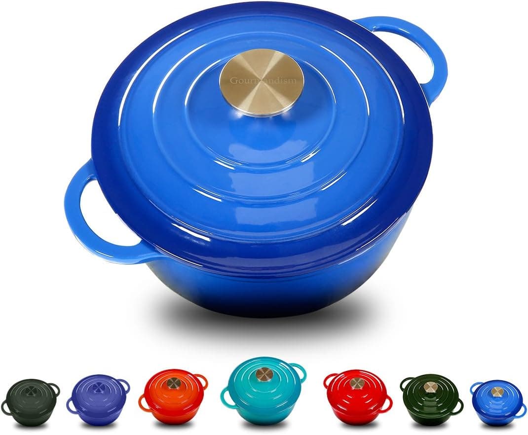 Enameled Cast Iron Dutch Oven With 360 Degree Water-Cycling System, Dual Handles (4.5 Qt, Jazz Blue)