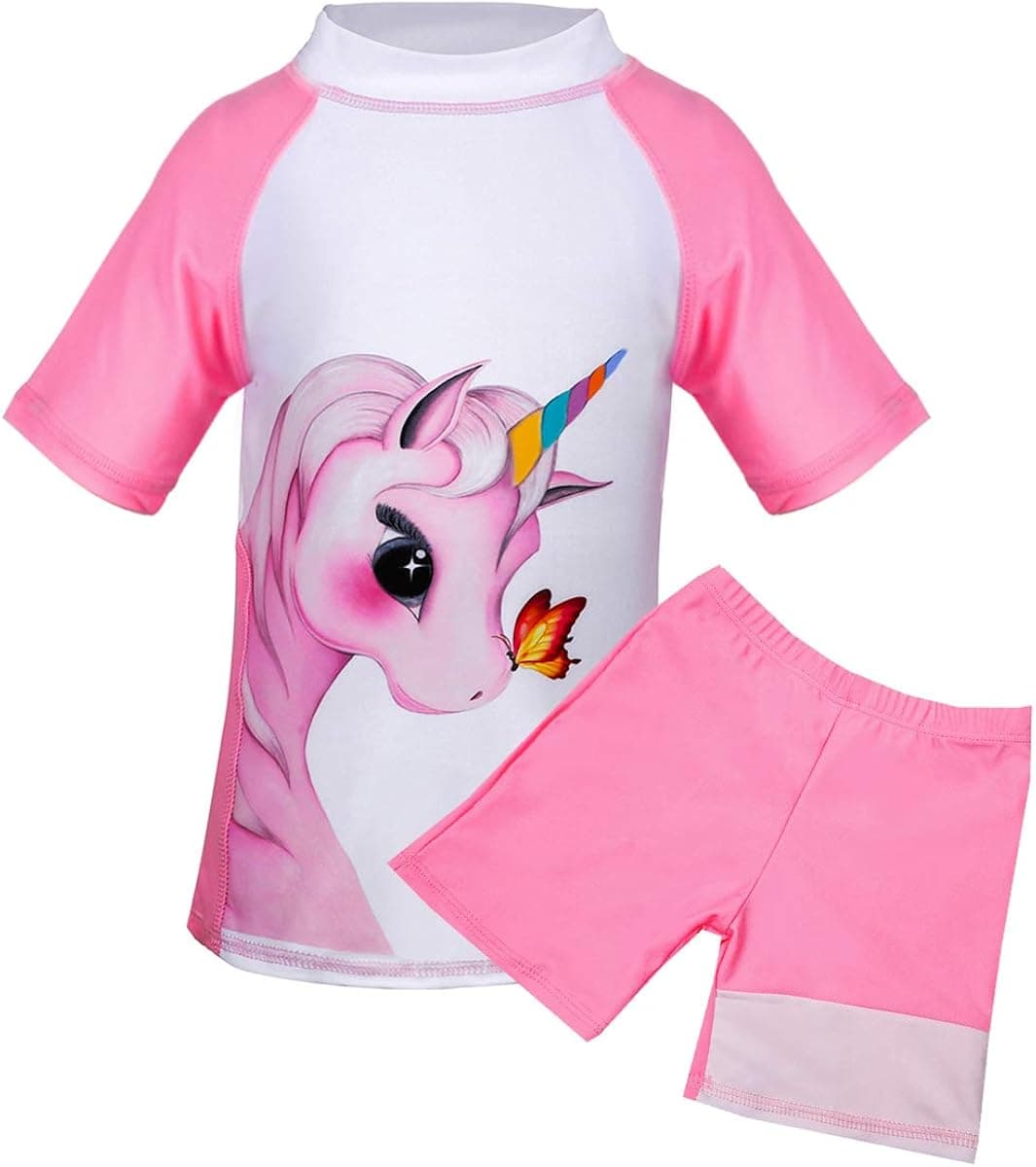 Suyye Girls Two Pieces Swimsuits Rash Guard Tankini Kids Swimwear