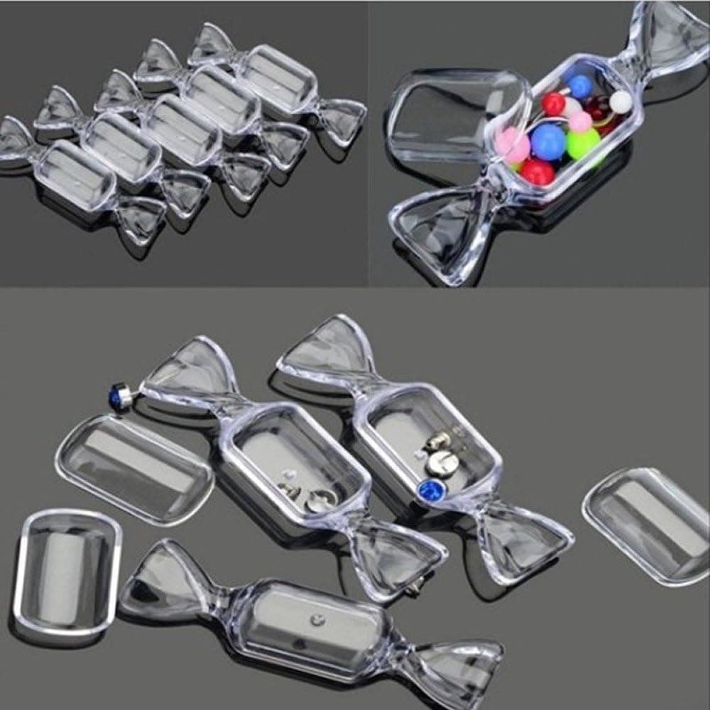 HUELE 10 pcs Transparent Clear Plastic Sweet Shaped Candy Boxes Case Storage Container