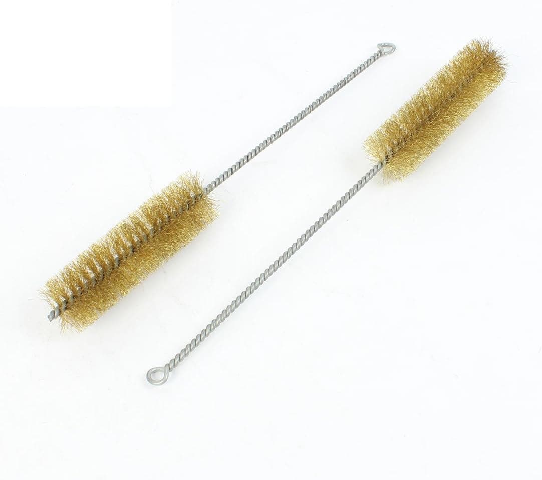2 Pcs 35mm Diameter Brass Wire Tube Brush Cleaning Tool 30cm Length