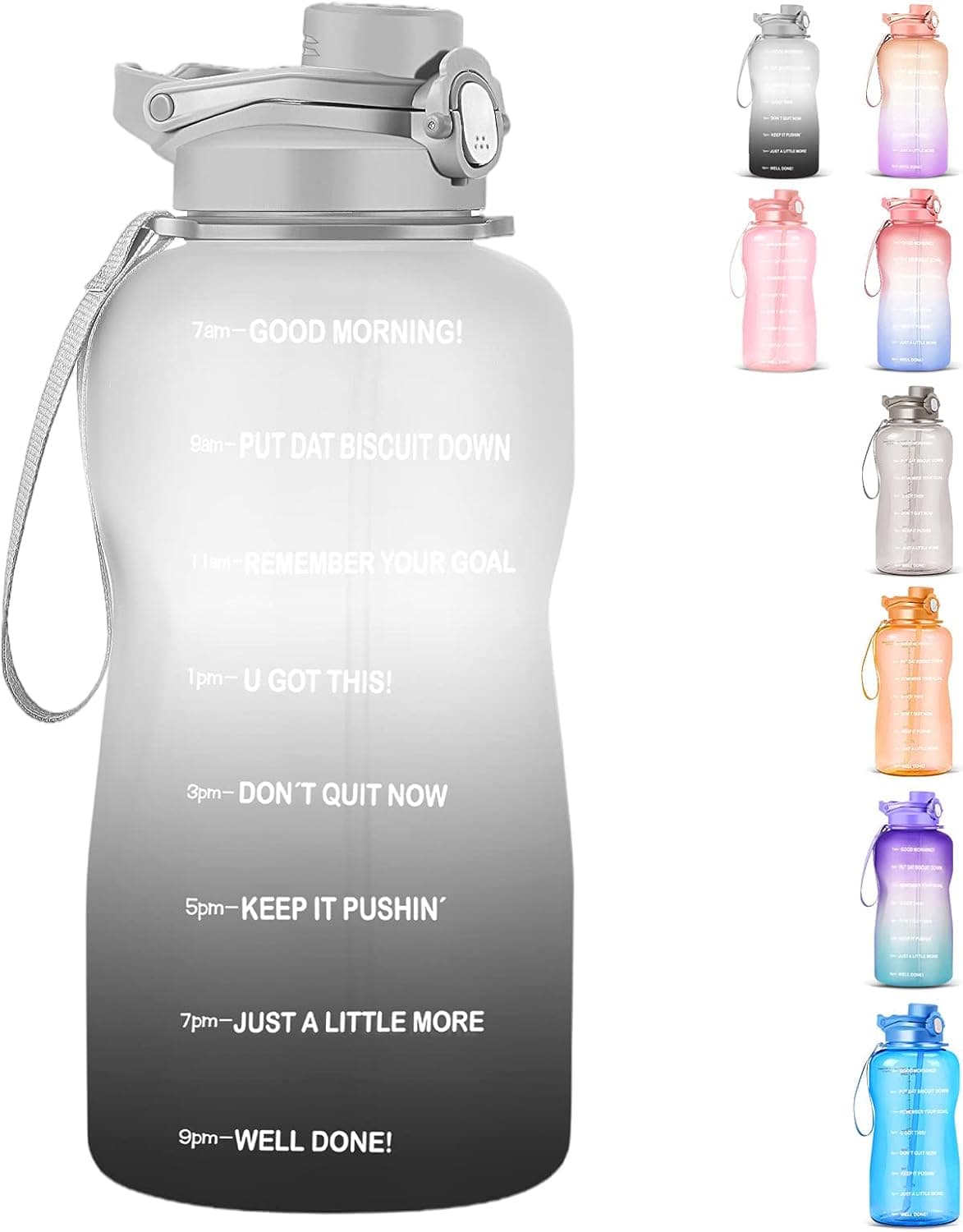 HydMotor Large 1 Gallon Water Bottle with Straw, BPA Free, Leak-proof, Gallon Water Jug with Motivational Time Marker, Ensure You Drink Enough Water Daily for Fitness, Gym and Outdoor Activities