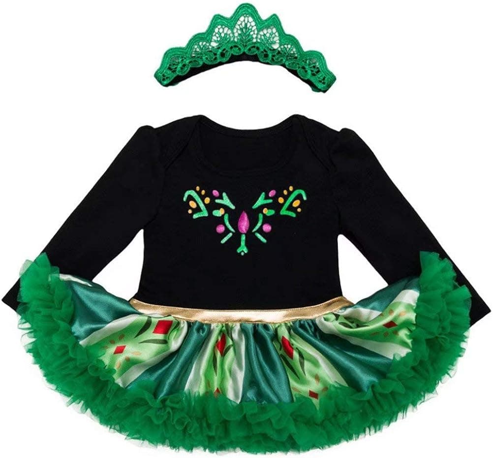 Tsyllyp Baby Girls Long Sleeve Rompers Ice Queen Costumes Tutu Dress Up for Halloween Christmas with Headband