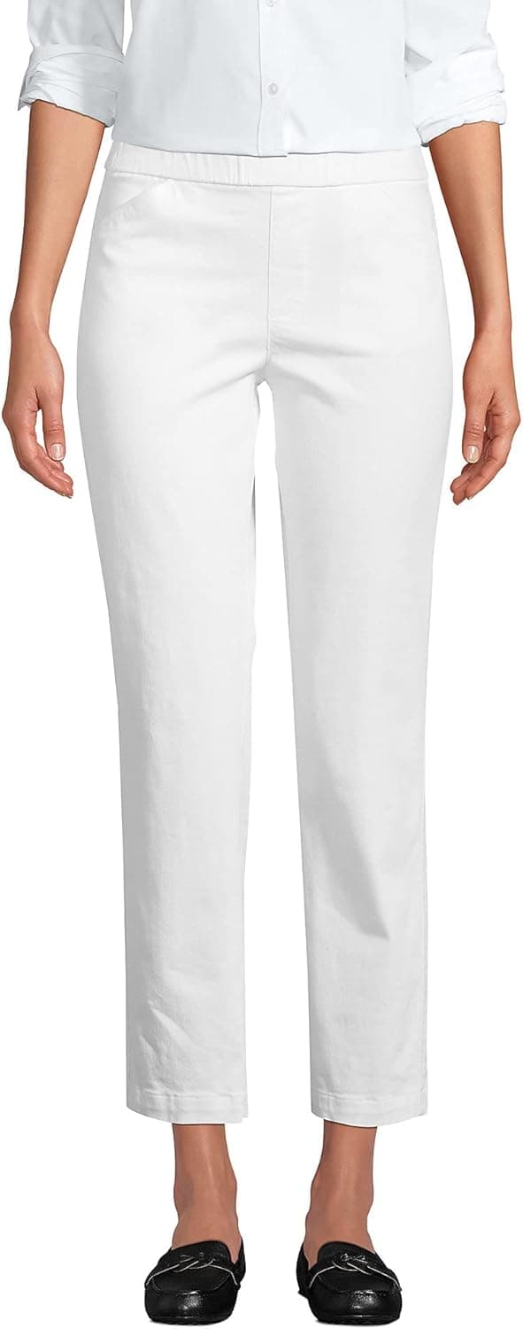 Lands' End Women's Mid Rise Pull On Chino Crop Pants