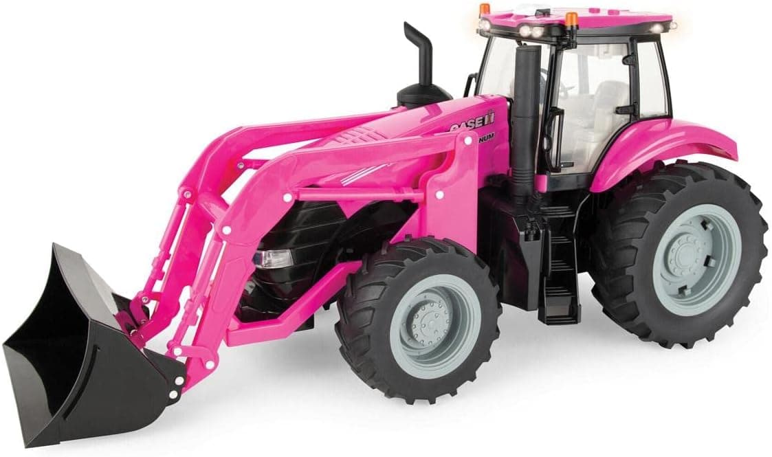 ERTL 1/16 Big Farm Case IH Magnum Pink Tractor with Loader and Lights & Sounds