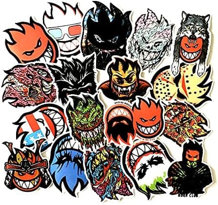 Funny Spitfire Style Stickers| 18 Pcs Cool Brand Stickers Fashion Skateboard Stickers, Zombie Spitfire Vinyl Waterproof Laptop Stickers Luggage Car Bike Bicycle Water Bottle Stickers for Teens