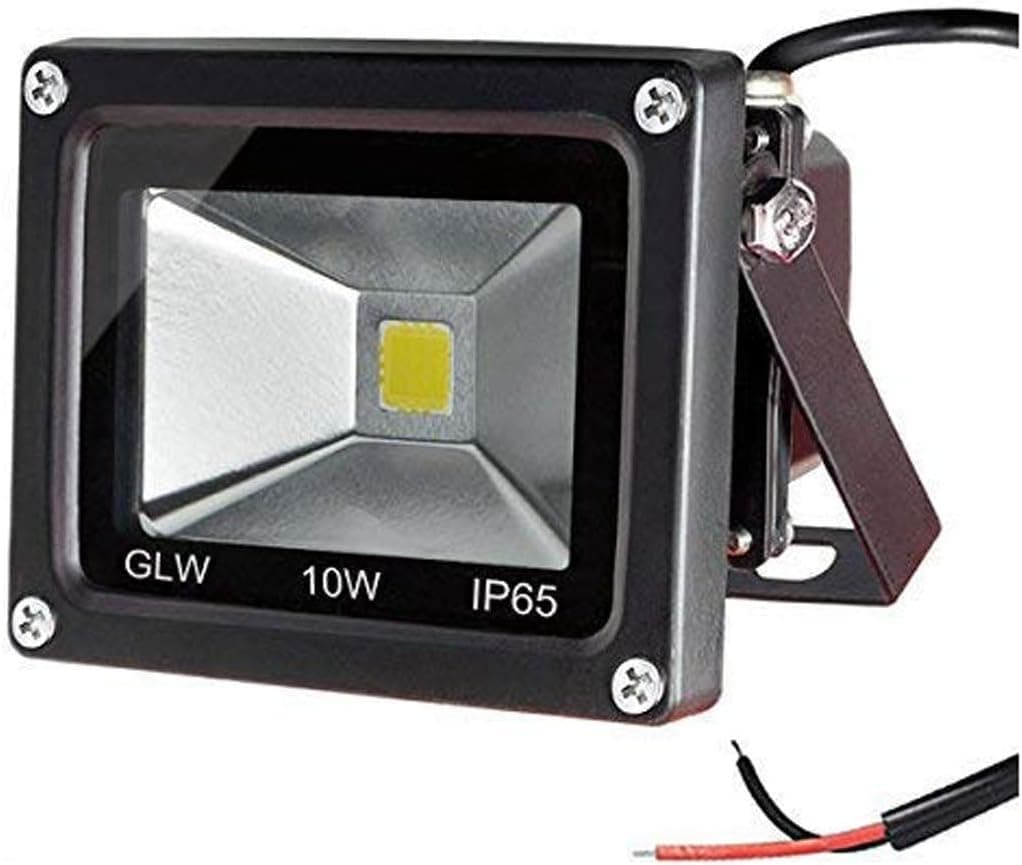 GLW® 10w 12v Ac or Dc Warm White Led Flood Light Waterproof Outdoor Lights 750lm 80w Halogen Bulb Equivalent Black Case