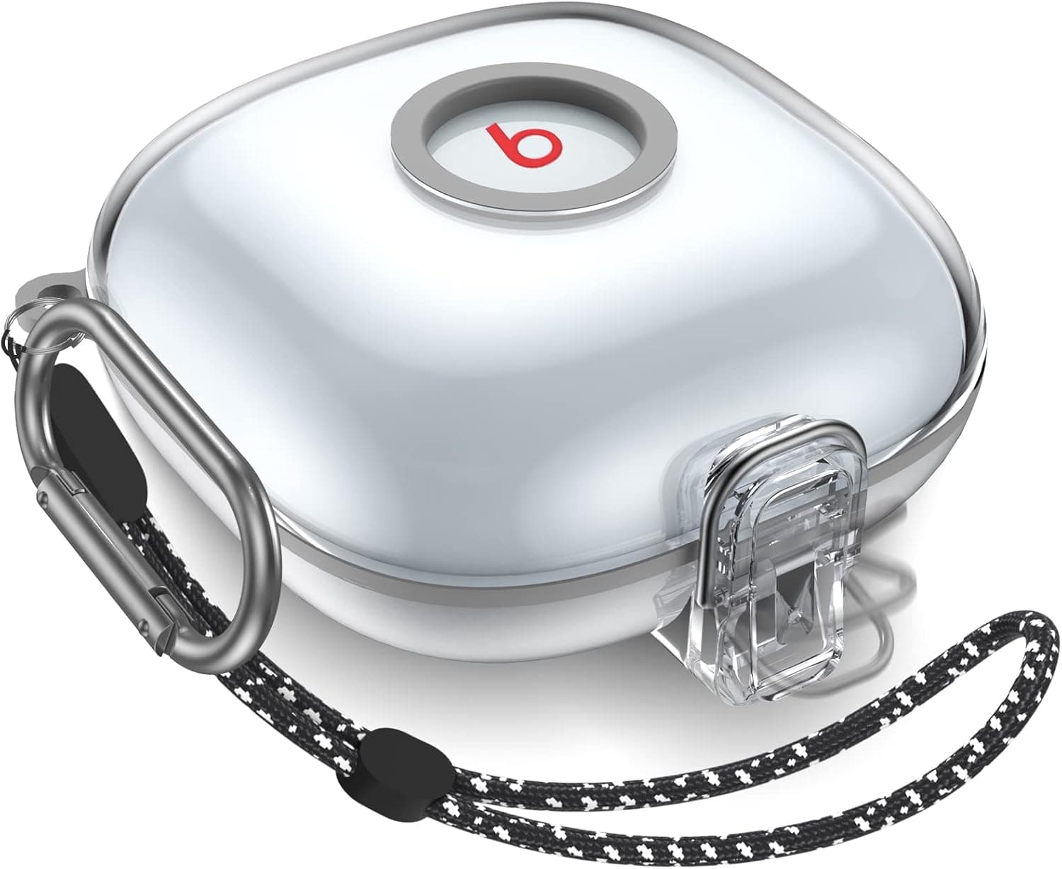 [Upgrade Lock] Case for Beats Fit Pro, Cover Compatible with Beats Fit Pro 2021 Earbuds Armor Shockproof Protective with Anti-Lost Lanyard Keychain(Clear)