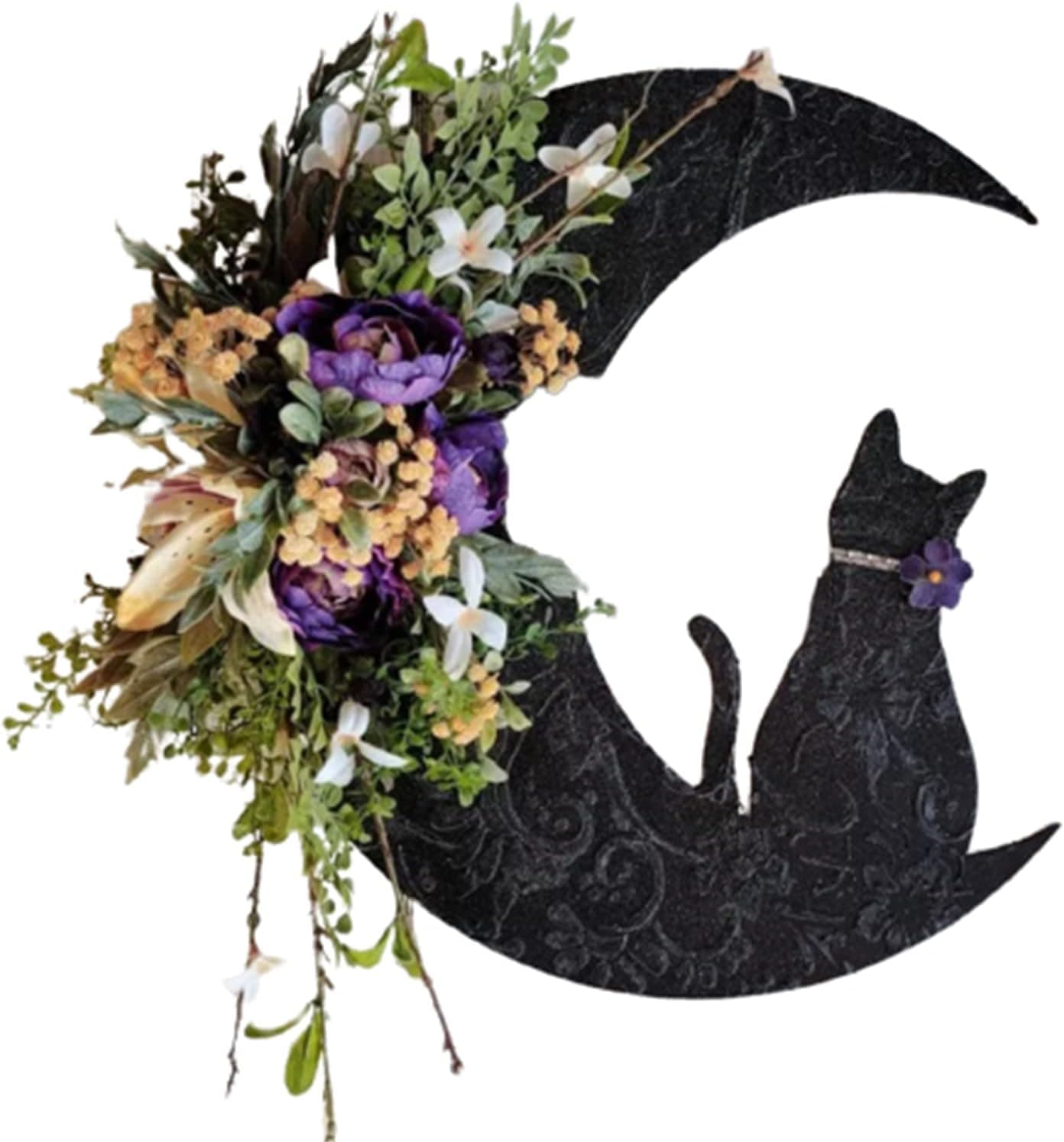 ANCKDOCE Witchy Celestial Door,Art Halloween Lunar Decor Kitty Lovers Gift Suitable for Holiday Decoration (F)