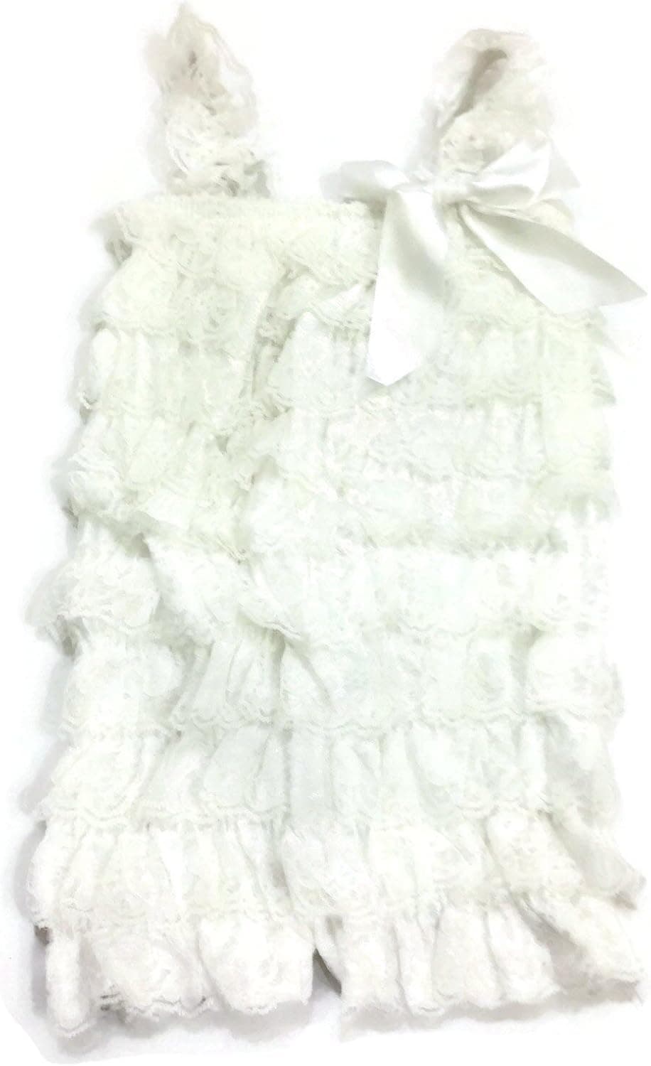 Lace Romper for Babies and Girls (Large, White)