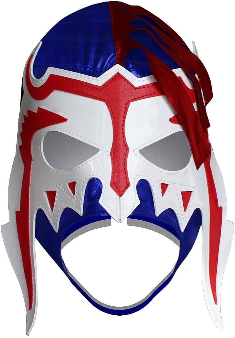 ESCORPION Lycra (PRO-FIT) Adult Lucha Libre Wrestling Mask (Pro-Lycra) - Blue & White with Red Mask - Mascara de Lucha Libre Mexicana