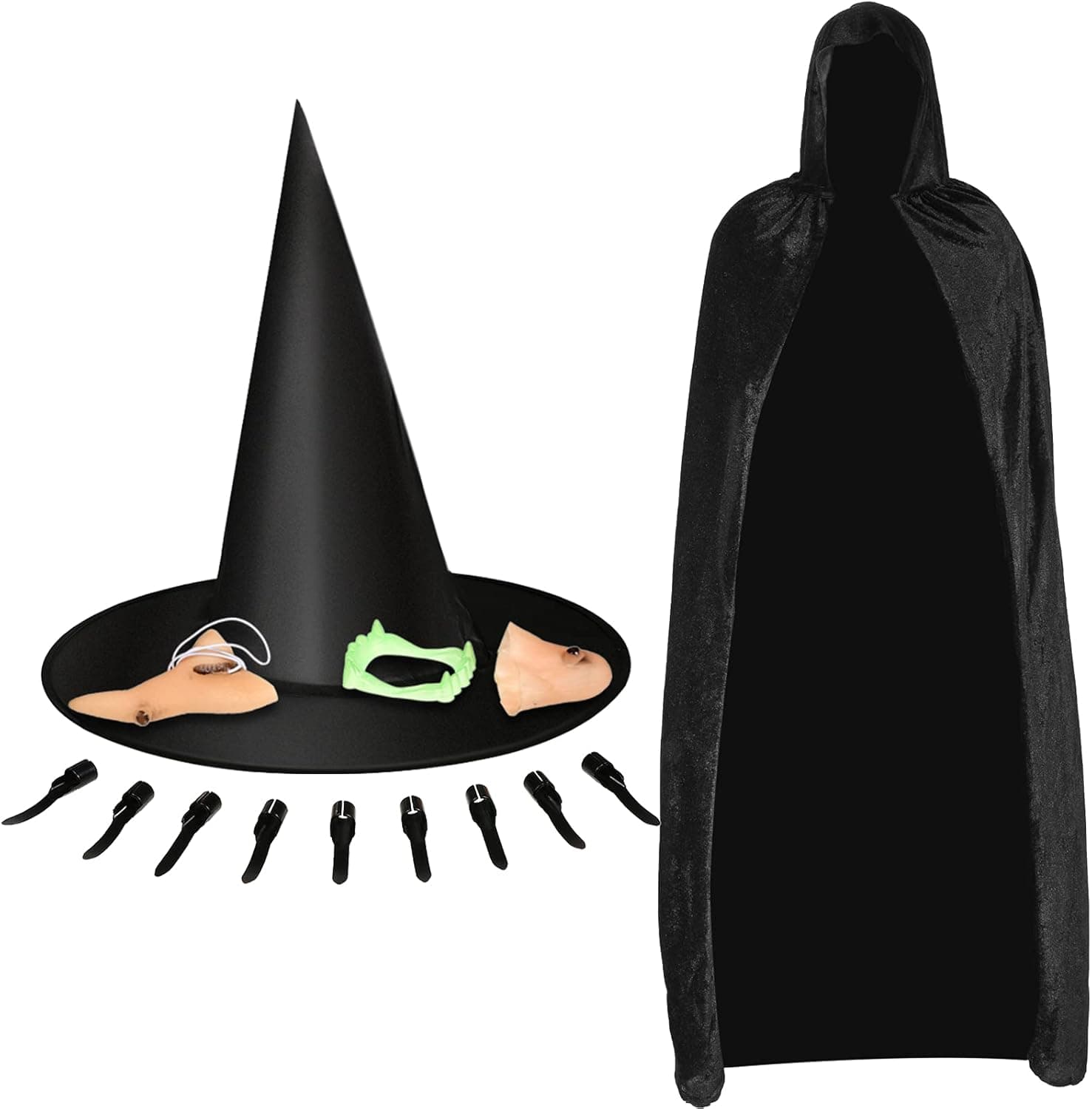 SATINIOR Halloween Witch Costume Set Witch Cape and Hat Set for Halloween Costume Party