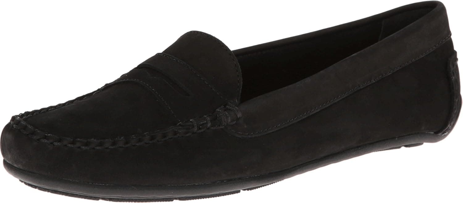 Minnetonka Womens Nubuck Penny Moc Black Size 7