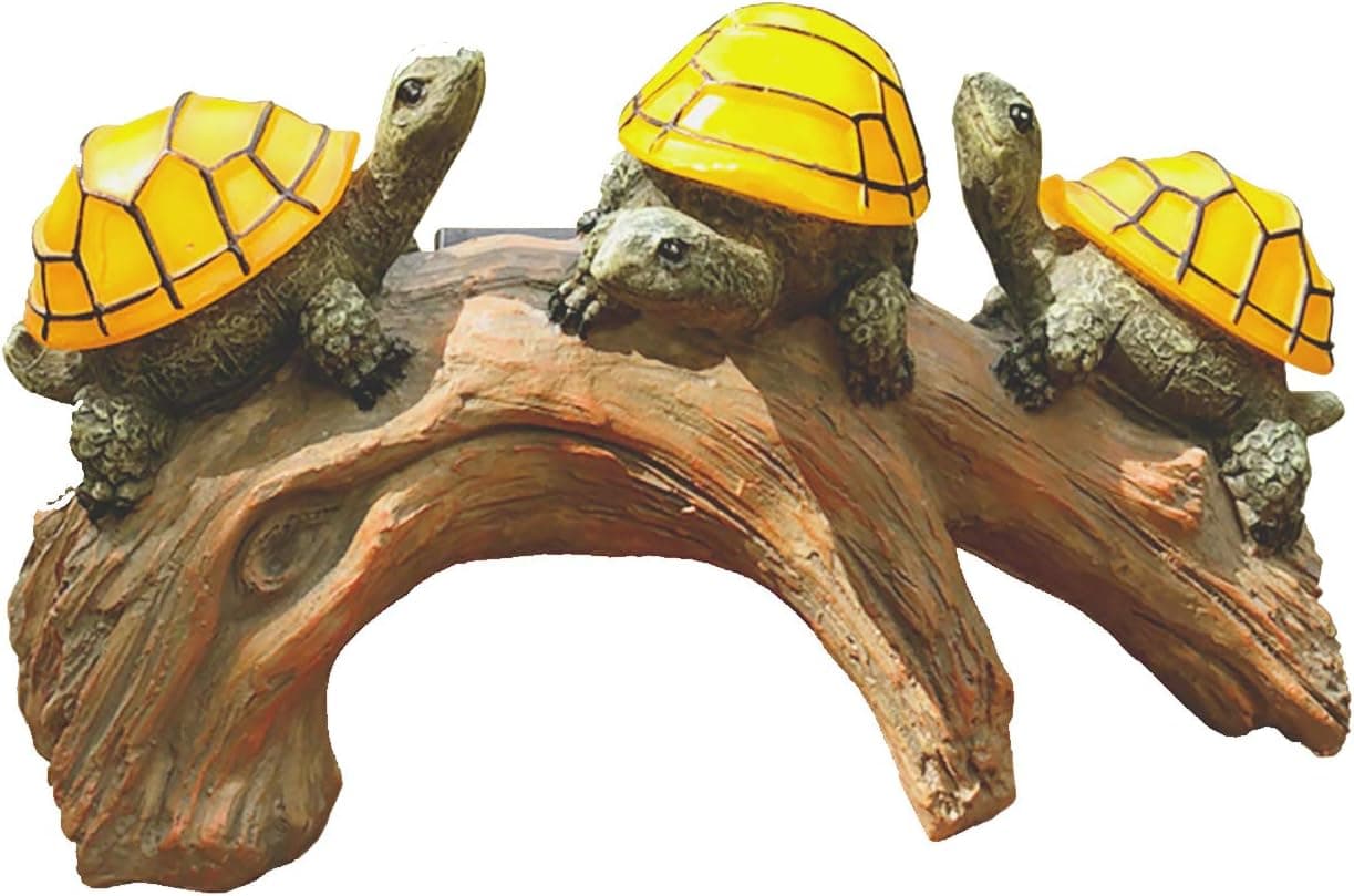 TIBLEN Solar Powered Turtles on Log Garden Decorations, Outdoor Accent Lighting LED Garden Light Decor