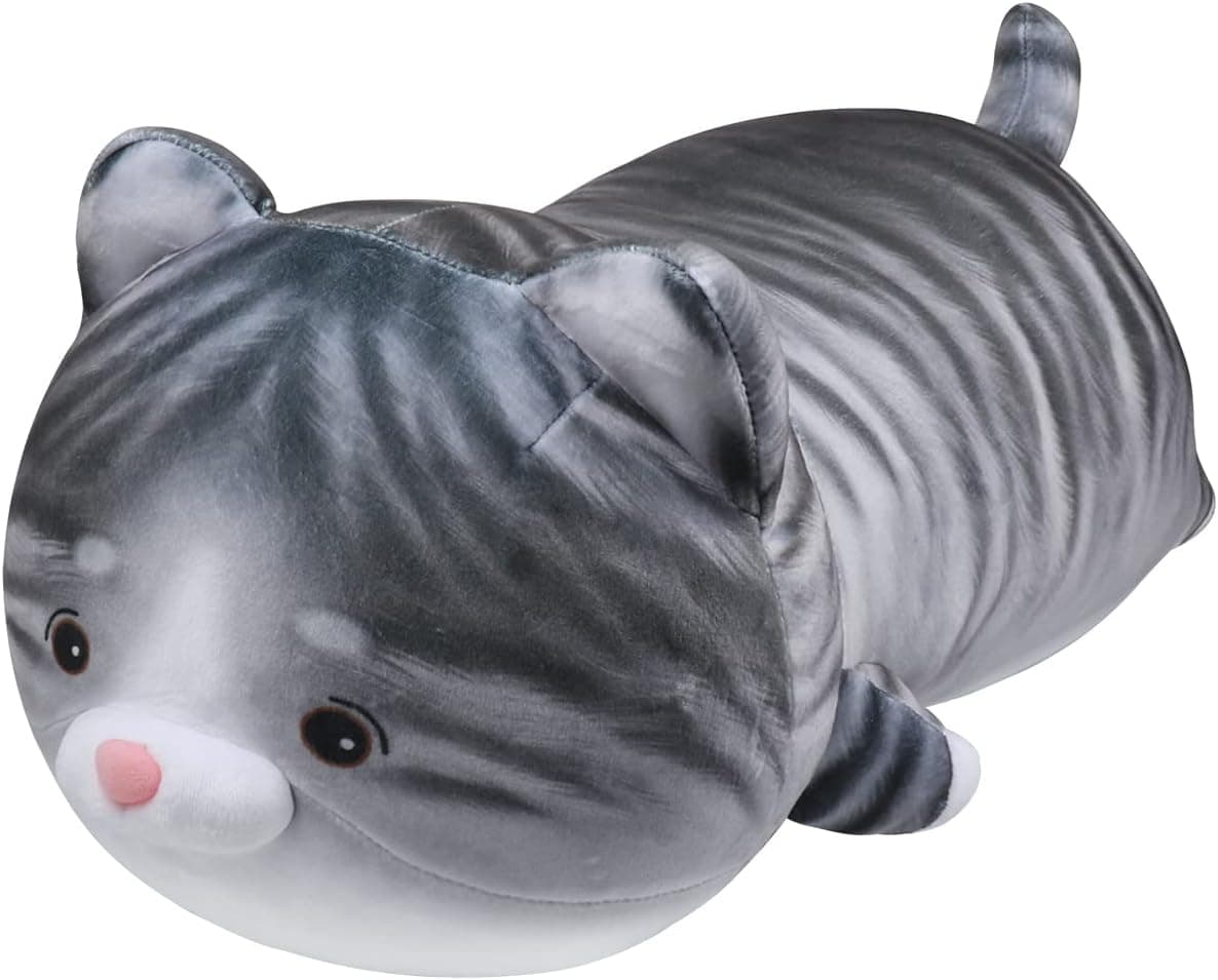 Fortuning's JDS Fat Cat Plush,21.6” Cat Stuffed Animals,Soft Cat Pillow,Kawaii Stuffed Animal Pillow,Kids Sleeping Kawaii Pillow,Gray