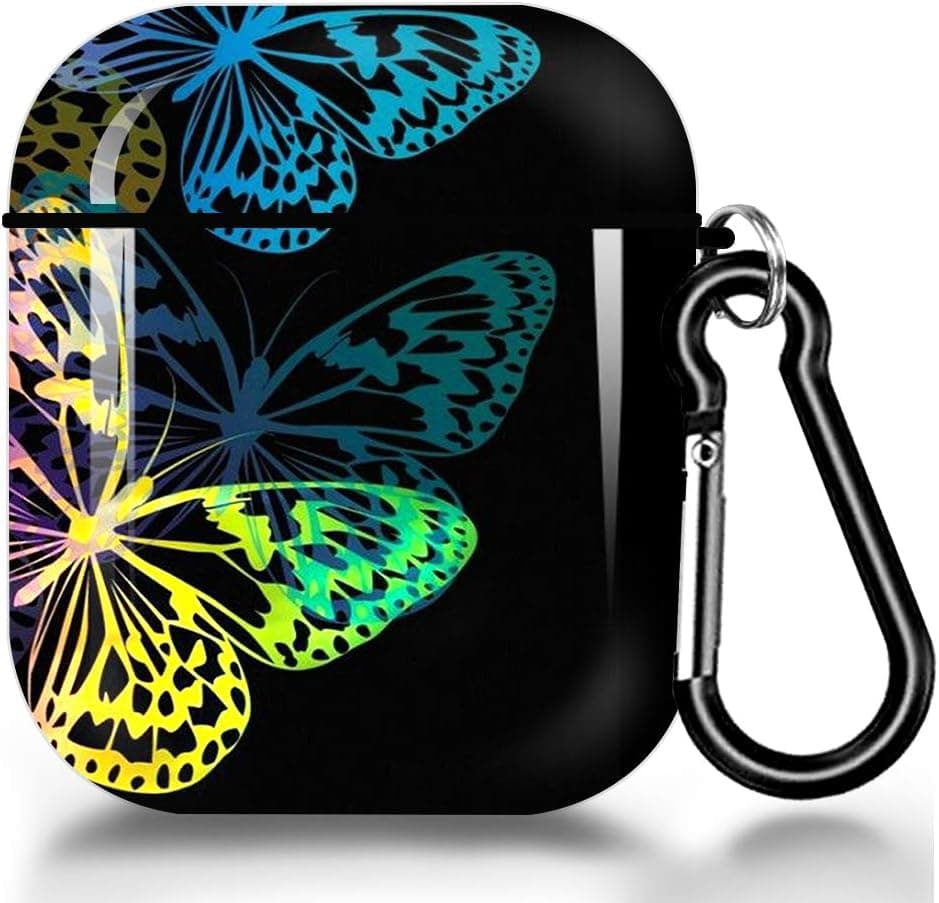 ZacharyMarcus Compatible with AirPods Case, Premium TPU Shockproof Protective Cover for AirPods 2 & 1, AirPods 2 & 1 Charging Case Headphone Case with Keychain - Butterfly(No LED Light)