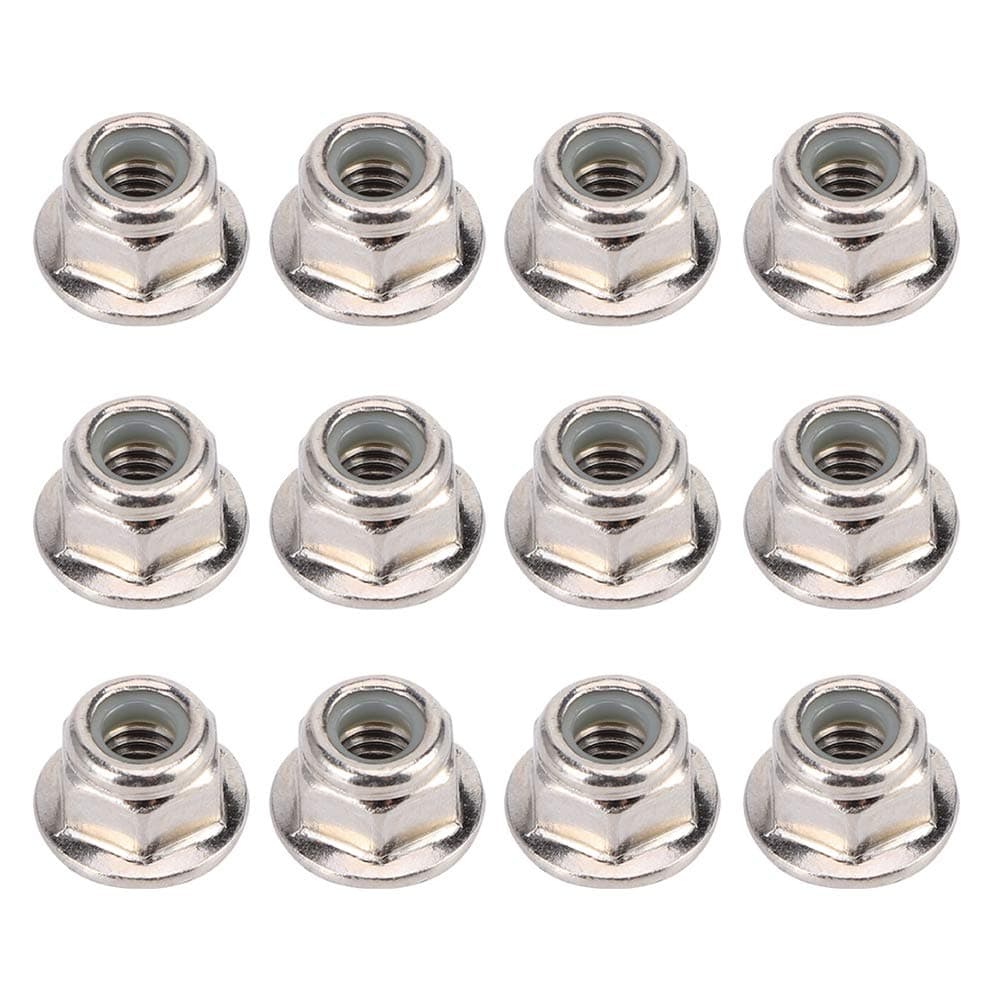 Wheel Lock Nut Non‑Slip Metal Tire Lock Nut 4mm Compatible with Axial Traxxas TRX4 TRX6 SCX10 1/10 RC Model Car 12PCS(Silver)