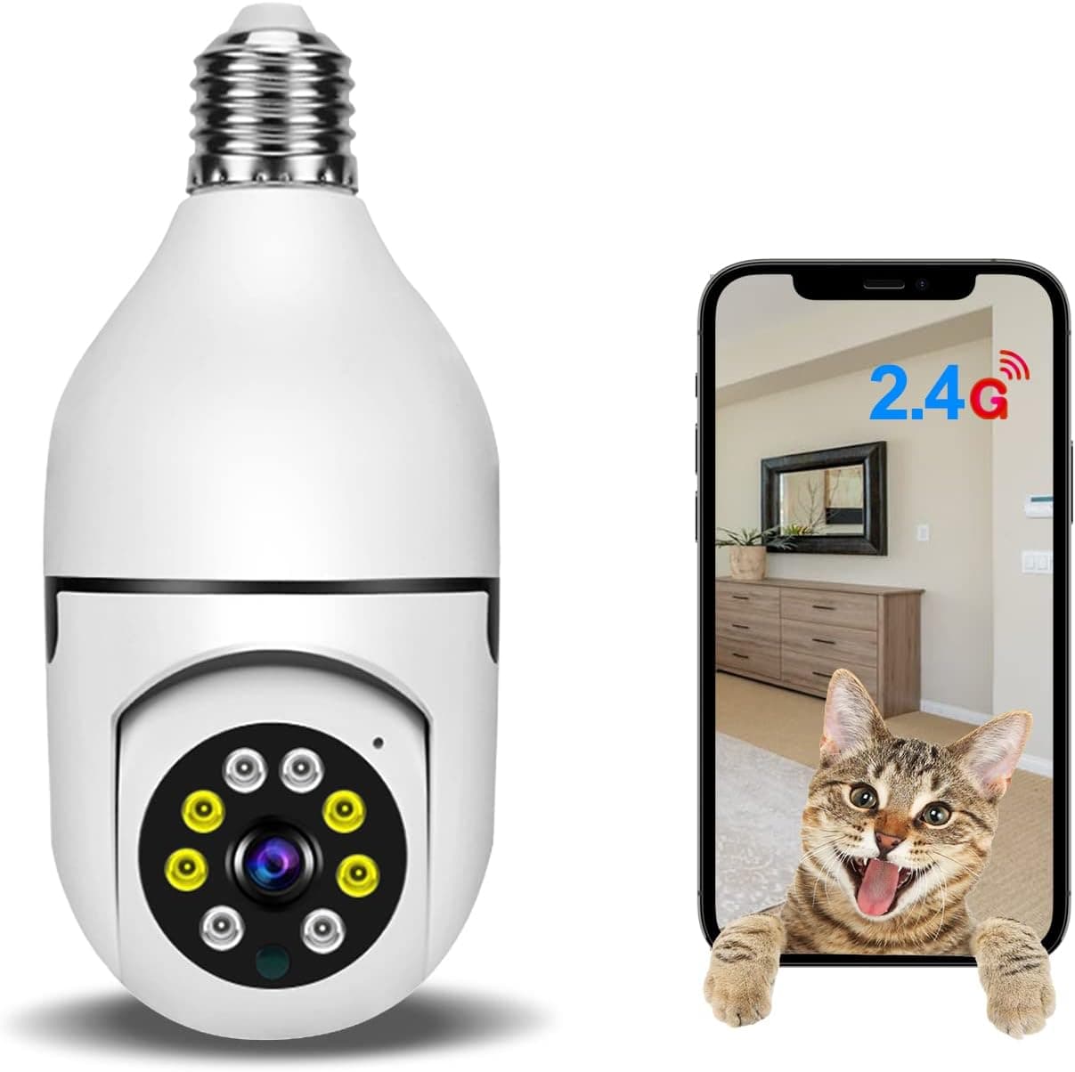 TUMAN Pro Light Bulb Camera, Home Full-Hd 3MP Wireless Surveillance Security Cameras,360 Degree Panoramic Color Night Vision,Support Cloud Storage,Two Way Audio, Smart Motion Detection and Alarm