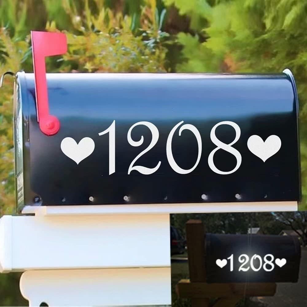 Reflective White 52 Pcs Mailbox Numbers Sticker Decals Die Cut Romantic Style 2" Self Adhesive Vinyl Numbers for Mailbox, Signs, Window, Door, Cars, Trucks, Home, Business, Address Number