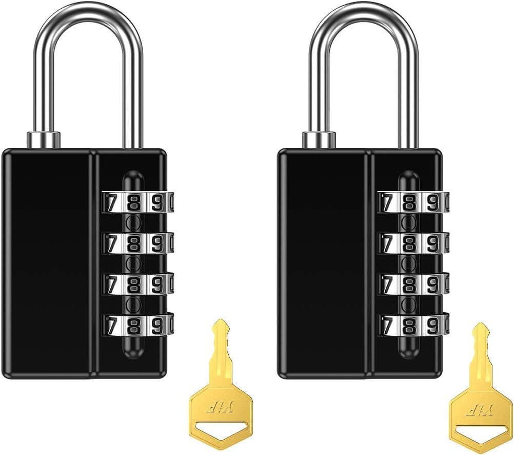 KeeKit Combination Padlock, 4 Digit Combination Lock, Resettable Waterproof Gate Lock for Locker, Gym, Fence, Case, School & Employee Locker, Toolbox – 2 Pack, Black