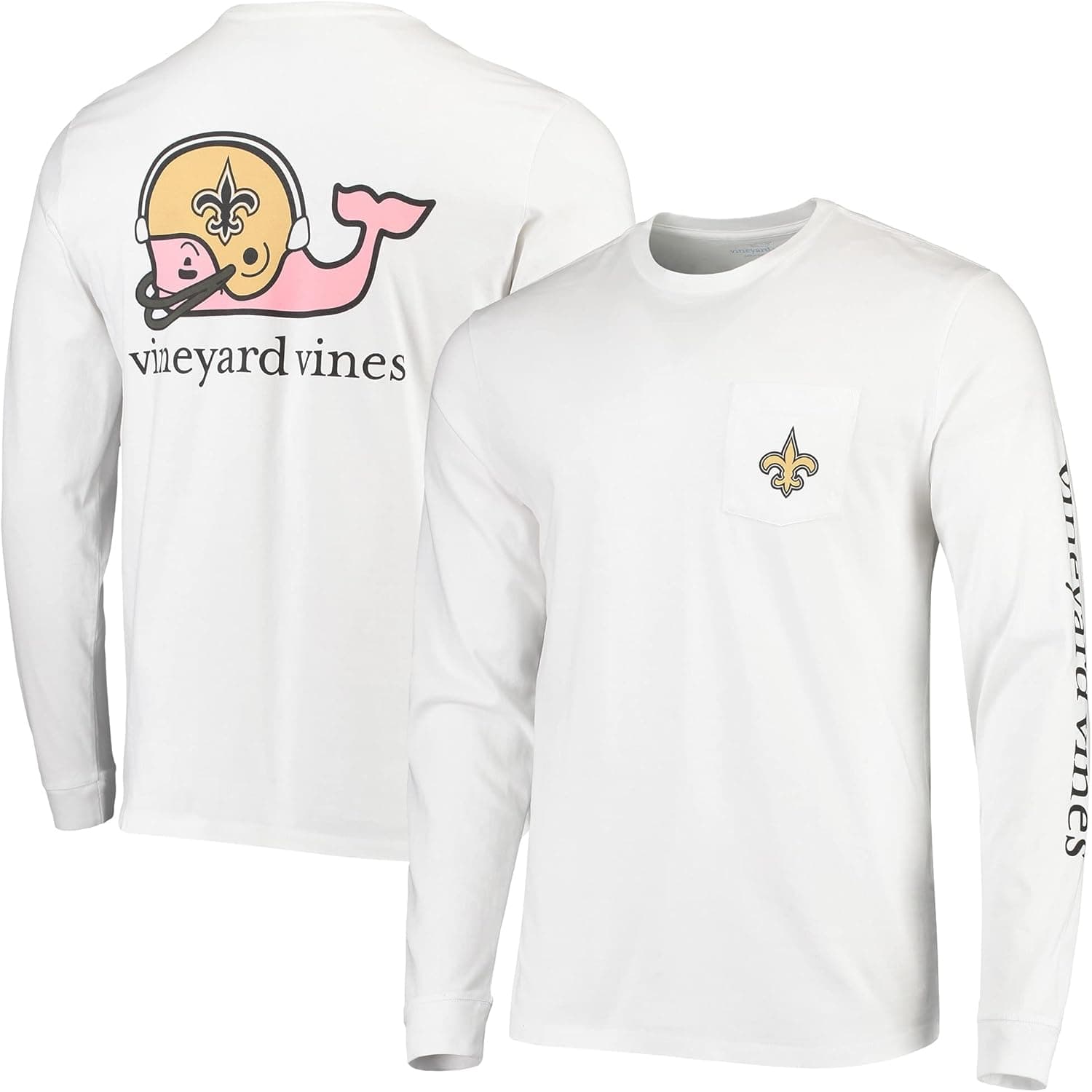vineyard vines Men's White Baltimore Ravens Whale Helmet Long Sleeve T-Shirt