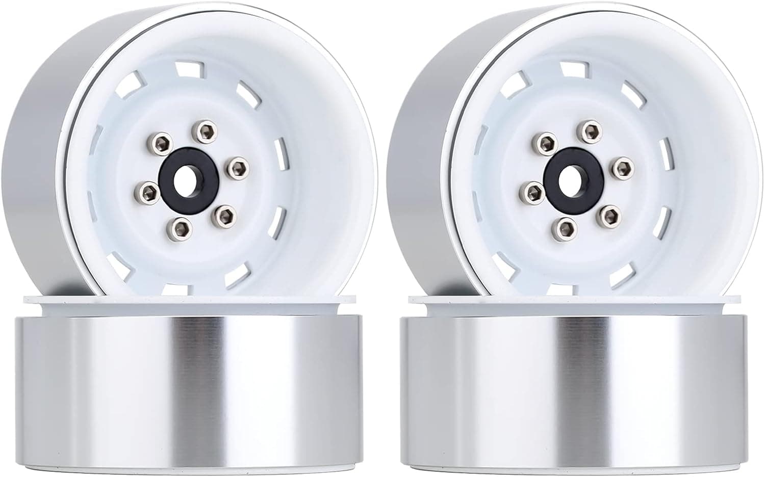 HOTSTORM 1.9 Wheel 4pcs Metal Beadlock Wheel Rim Hub for Axial SCX10 90046 TRX4 D90 1/10 RC Crawler Car,White