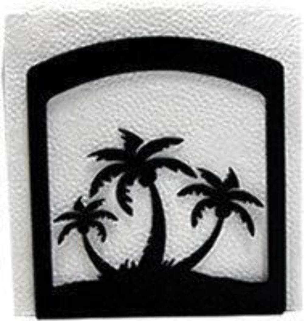 Village Wrought Iron Home Decor Triple Palm Tree Napkin Holder