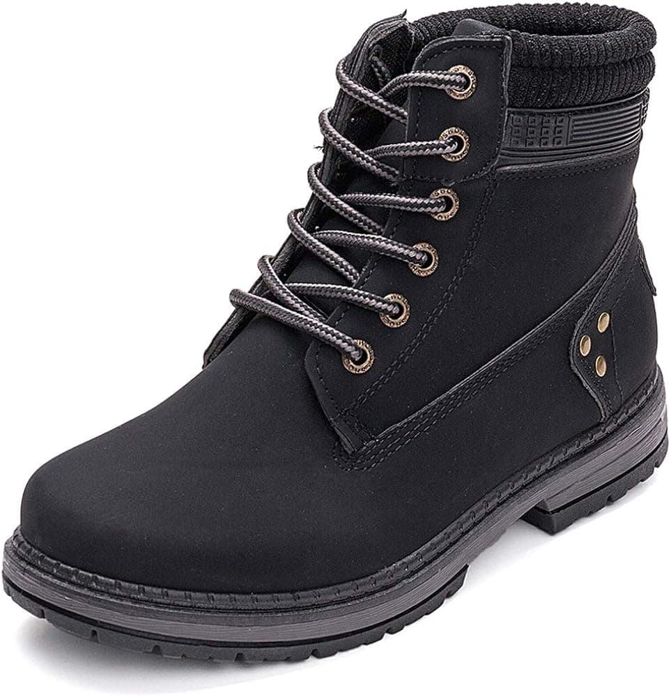 Athlefit Women's Work Waterproof Hiking Combat Boots Lace up Low Heel Booties Ankle Boots