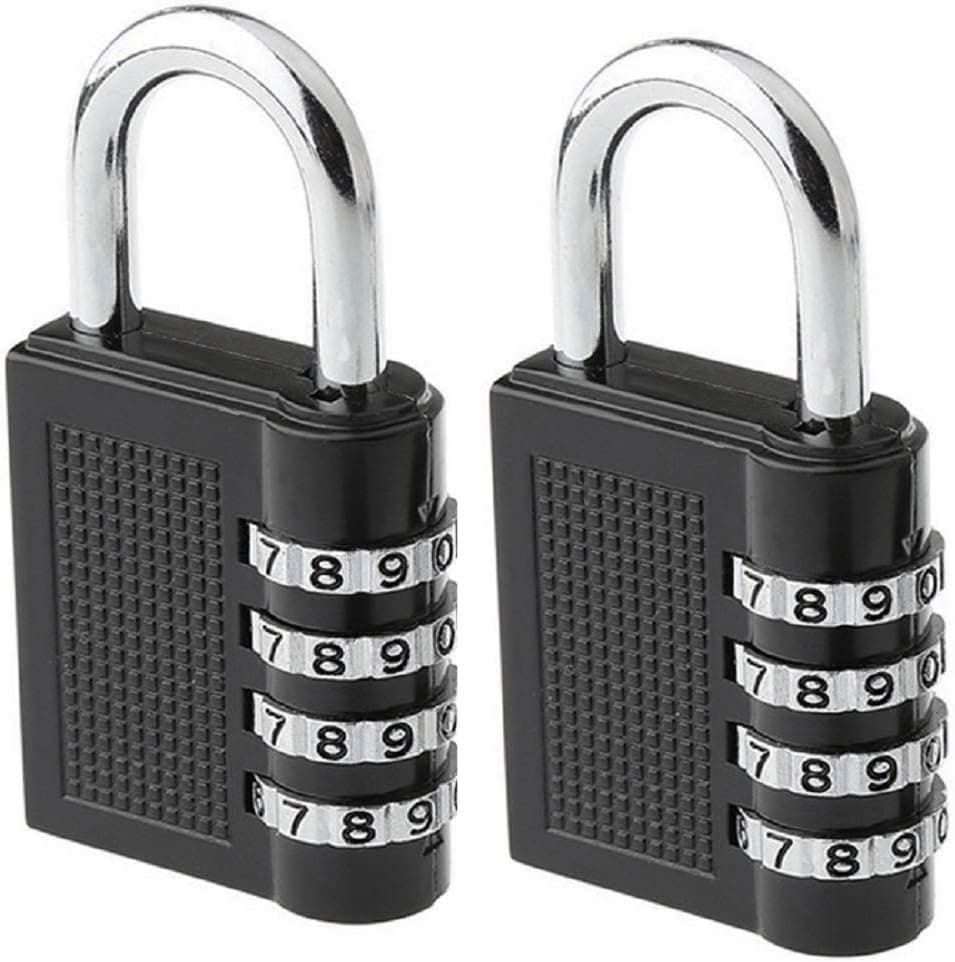 ZUNKOM Padlock 4 Digit Combination Lock Easy Set Combination Lock for Gym, Outdoor, School & Employee Locker, Sports, Fence,Toolbox,Hasp and Storage 2 Pack (Black)