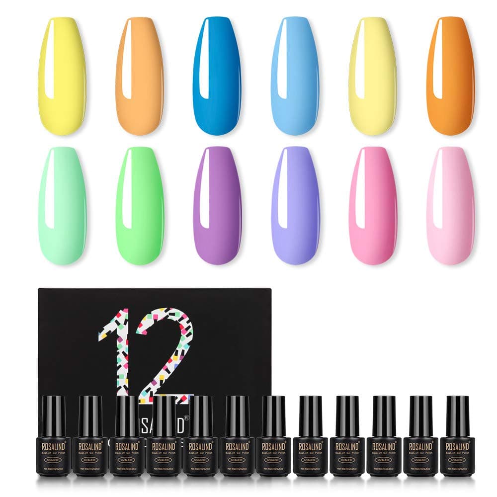 Rosalind Pastel Nail Polish Set of Macaron Series 12pcs UV Gel Nail Polish Set Soak Off LED Spring Summer Product