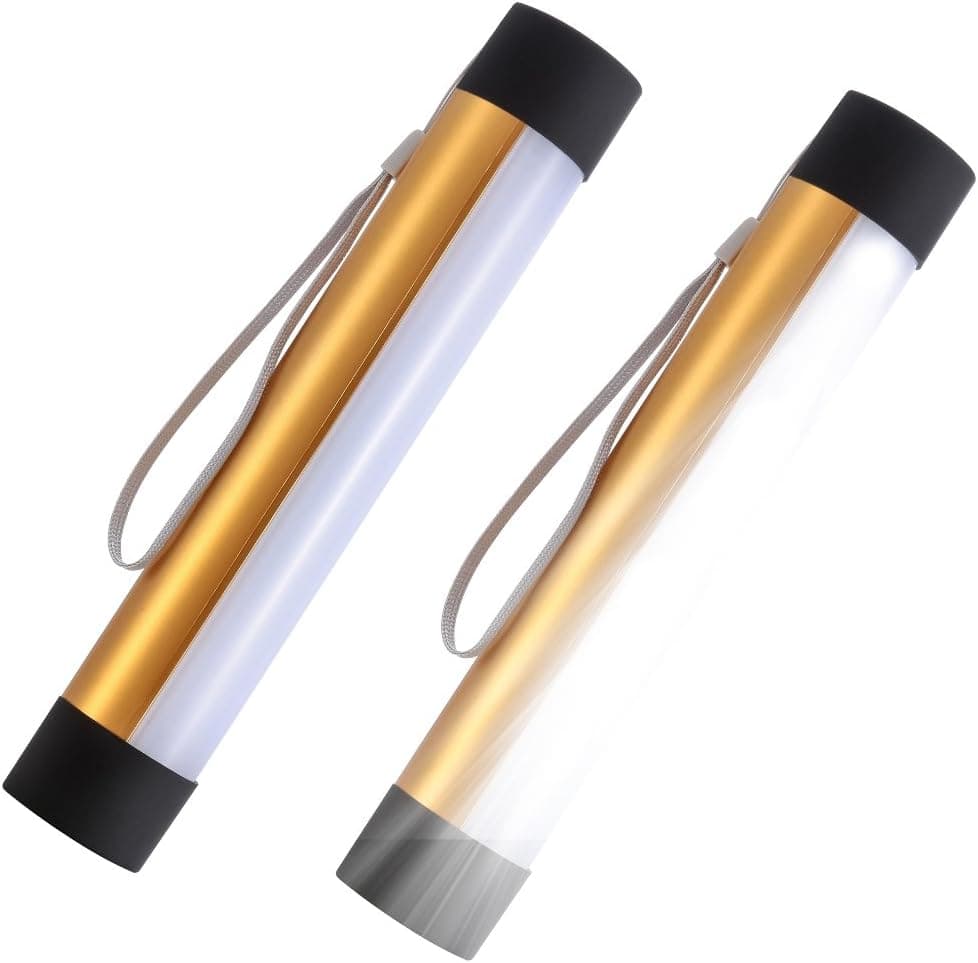 Weefun 2 Pack Portable Outdoor LED Camping Lantern Flashlights,Emergency Night Light Built-in Rechargeable 2000 mAH Battery (Golden)