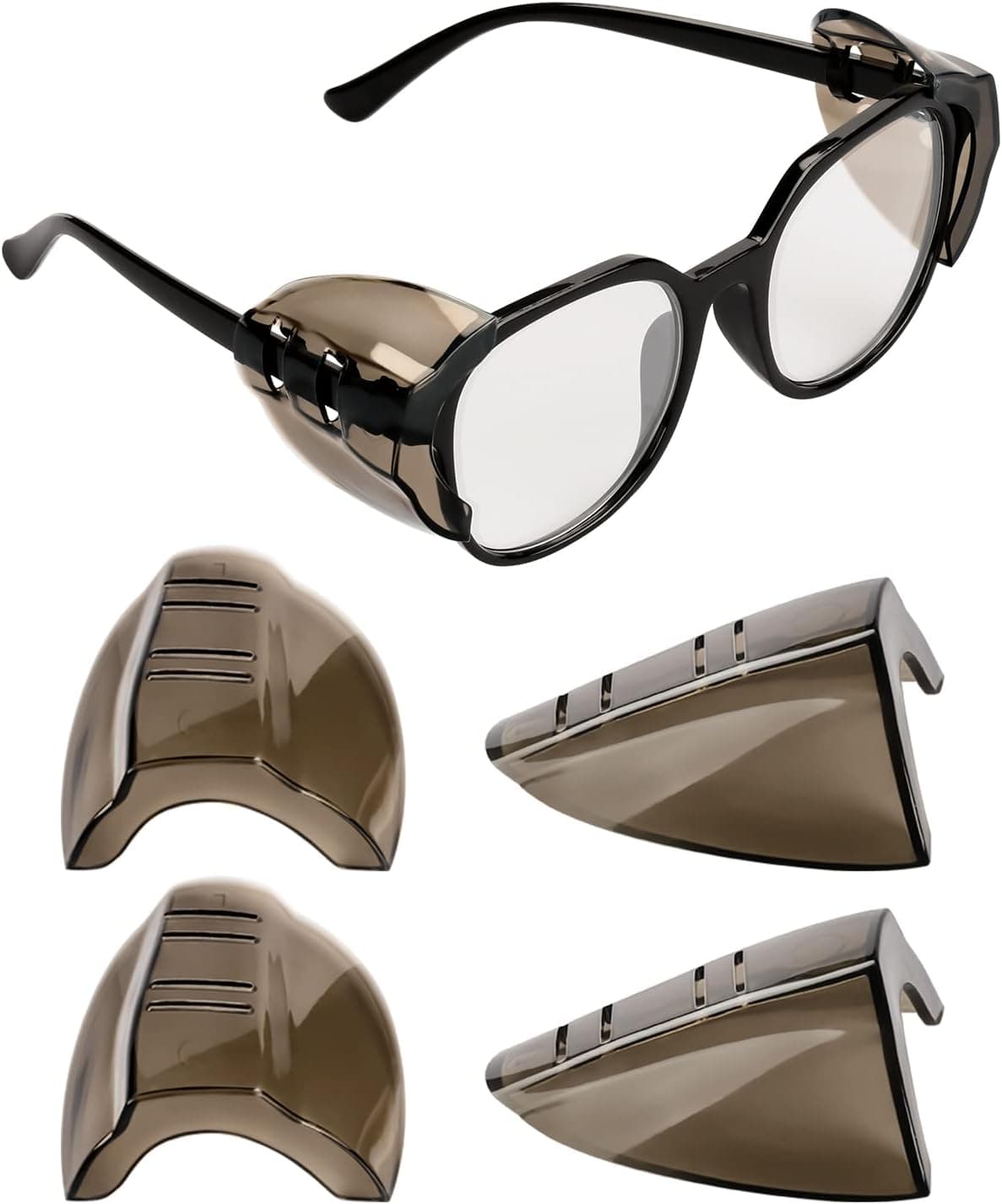 YunTuo 2/4 Pairs Eye Glasses Side Shields for Prescription Glasses - Fits Small to Medium Eyeglasses (2, Brown)