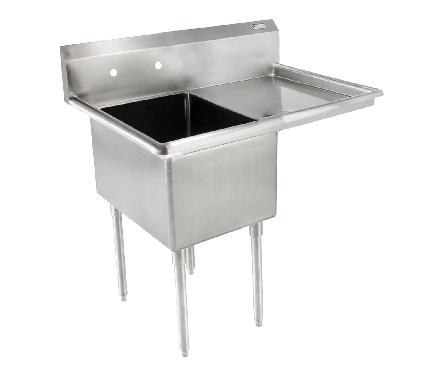 John Boos E Series Stainless Steel Sink, 12" Deep Bowl, 1 Compartment, 18" Right Hand Side Drainboard, 38-1/2" Length x 23-1/2" Width